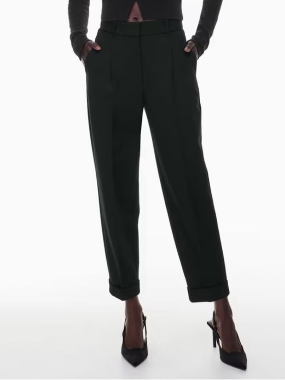 Aritzia Babaton Black Tailored High-Waist Trousers